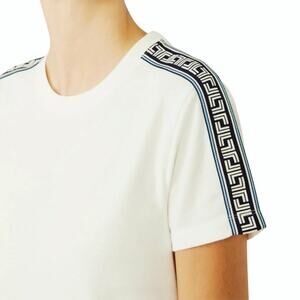 Tory Sport Geo-T T-Shirt White Navy Geo Tape Sleeve Size L